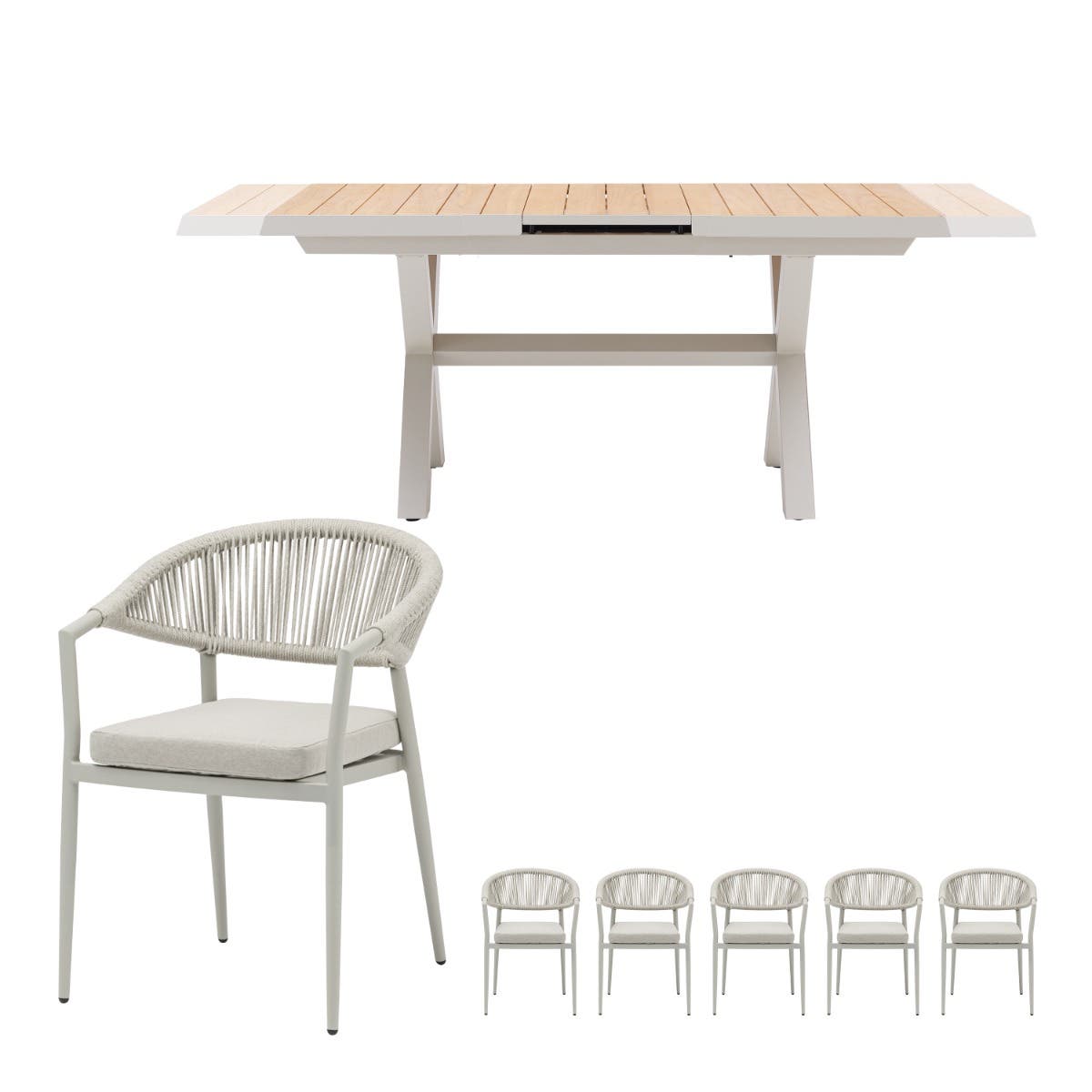 Royal Seasons Uitschuifbare Diningset 6-zits Bo Zand