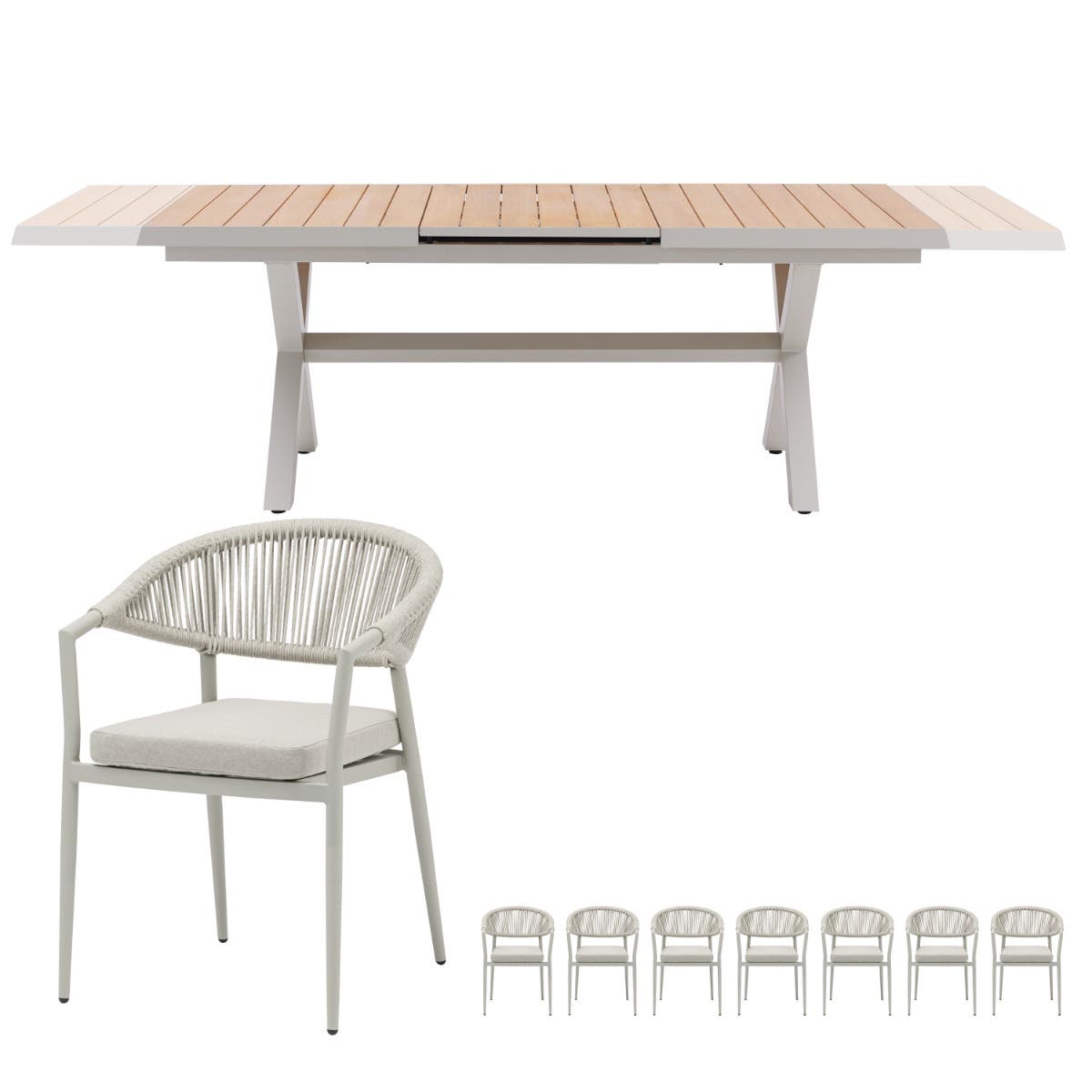 Royal Seasons Bo uitschuifbare dining set zand 8 personen