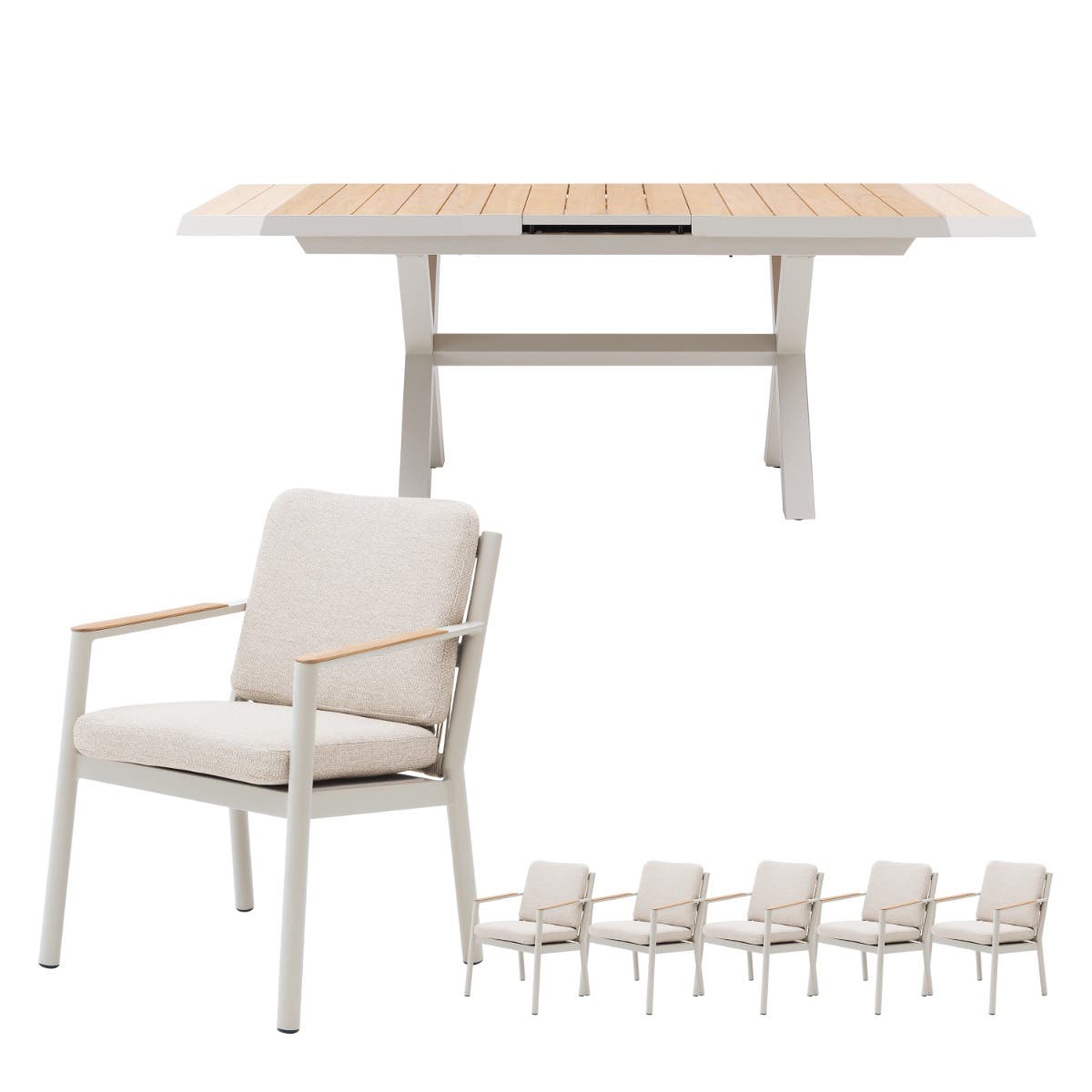 Royal Seasons Uitschuifbare Diningset 6-zits Las Palmas Zand