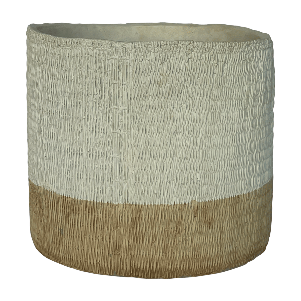 De Bosrand Pot Cilinder Wit-Naturel 26.5 x 24 cm