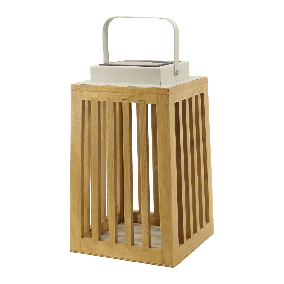 De Bosrand Solar Lantaarn Hout Metaal Zand 18 x 18 x 30 cm