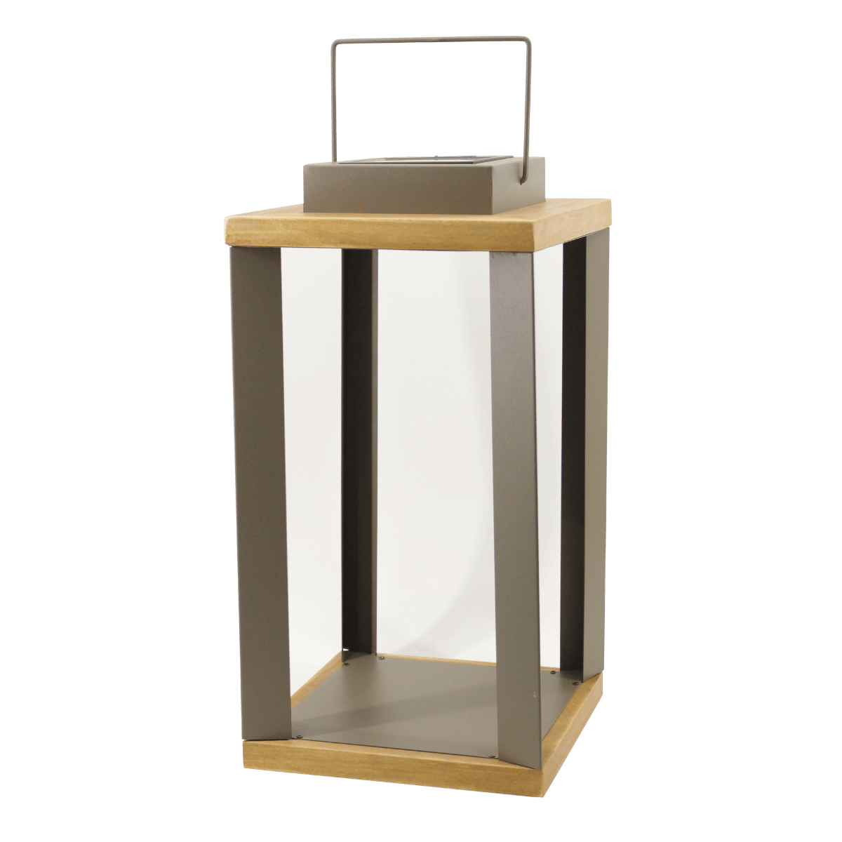De Bosrand Solar Lantaarn Hout Metaal Espresso 22 x 22 x 42 cm