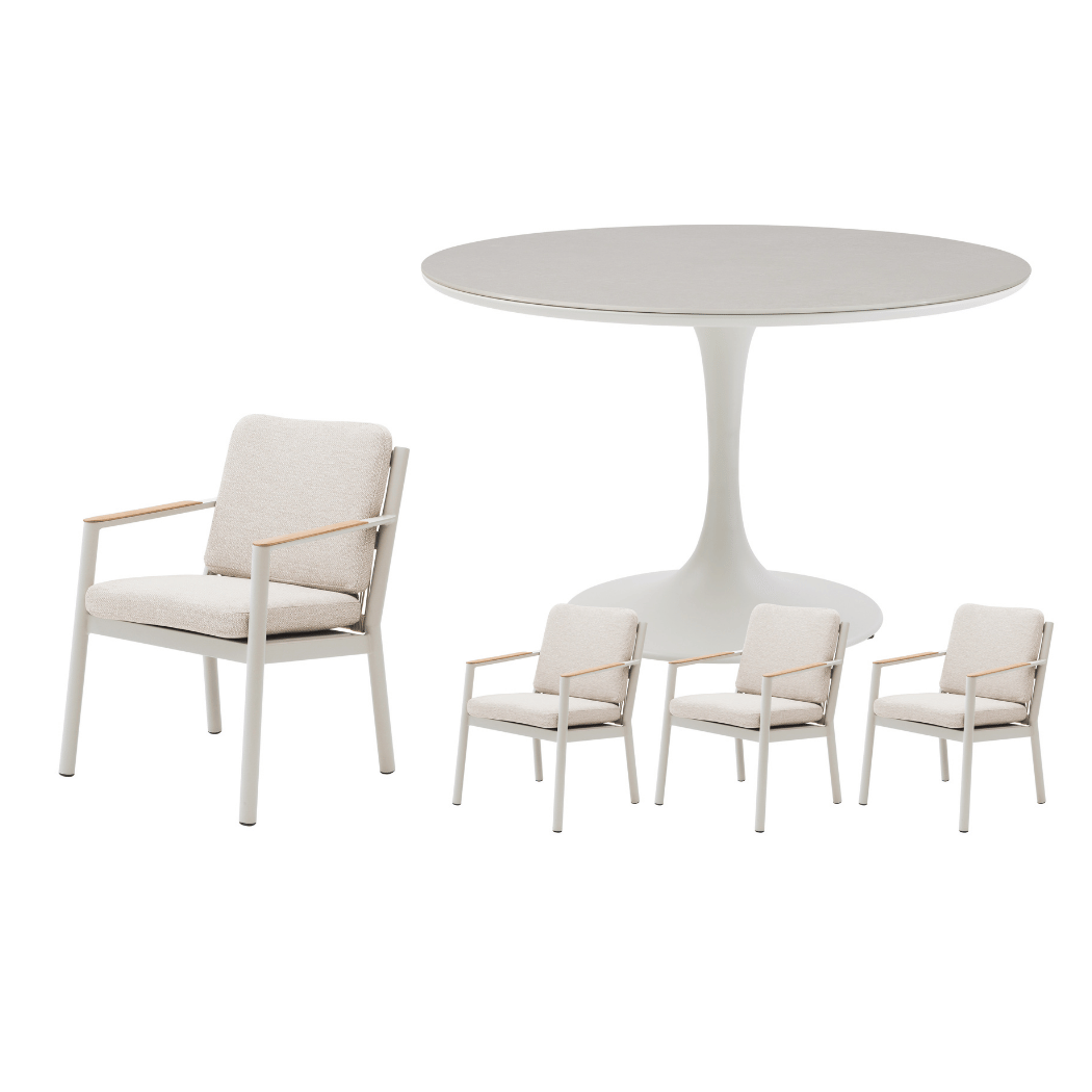 Royal Seasons Diningset 4-zits Las Palmas Rond Zand