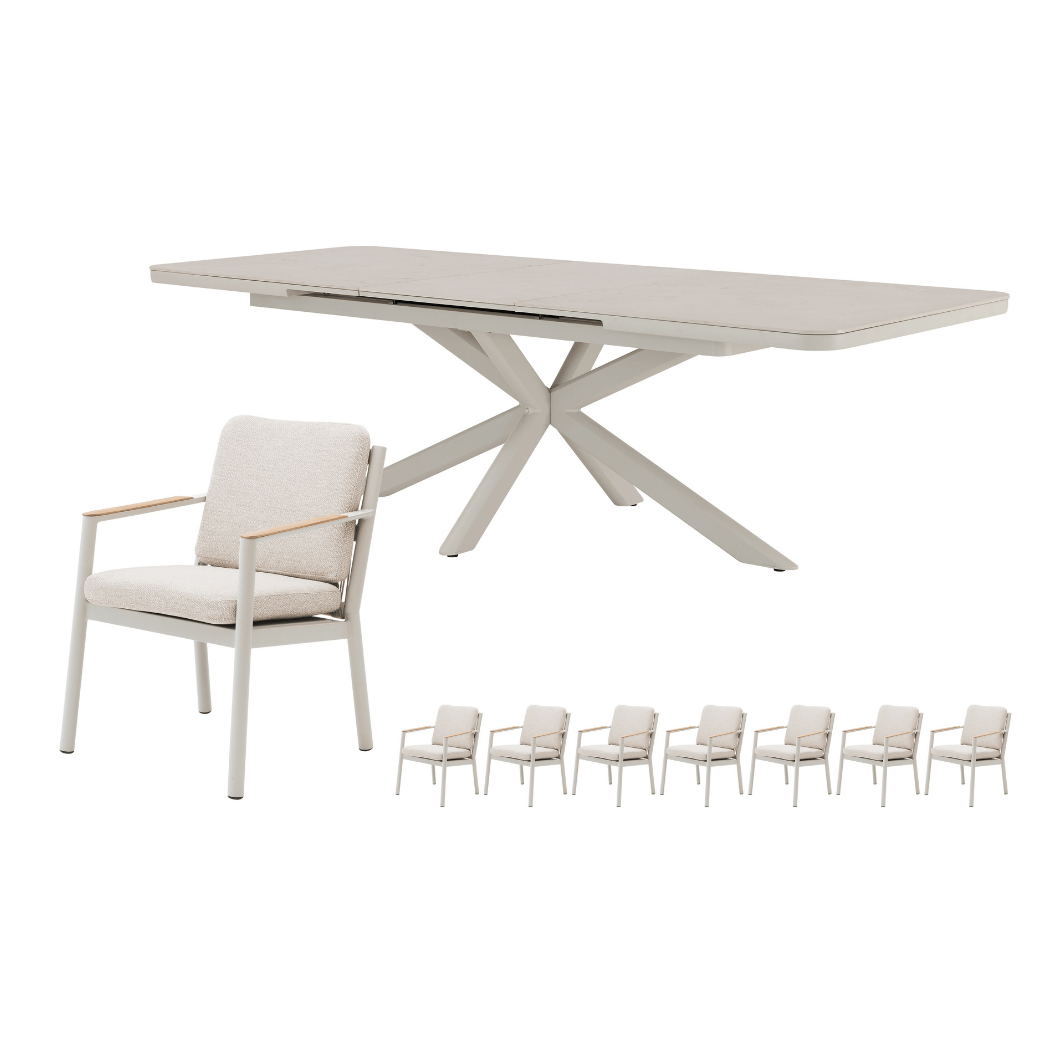 Royal Seasons Diningset 8-zits Las Palmas Uitschuifbaar Zand