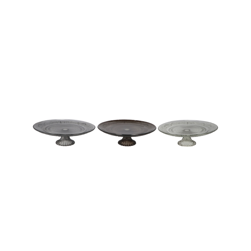 Dayah Shade Of Grey Glass Plate On Foot