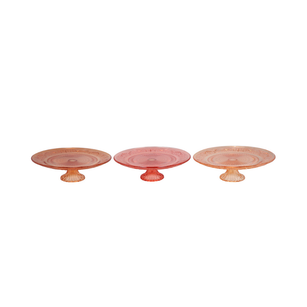 Dayah Coral Sunset Glass Plate On Foot