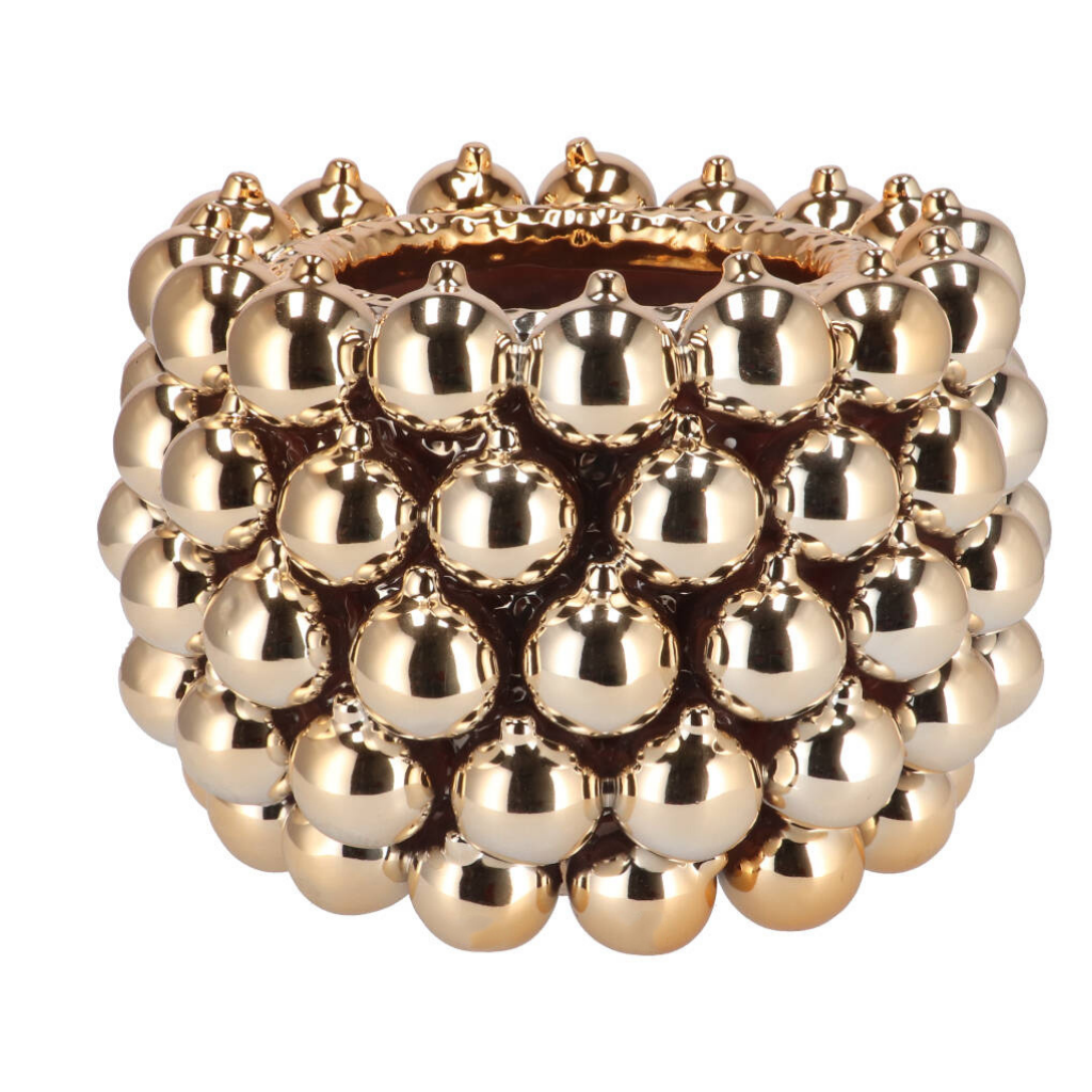 Vaas Pot Kerstballen Goud 22 x 15
