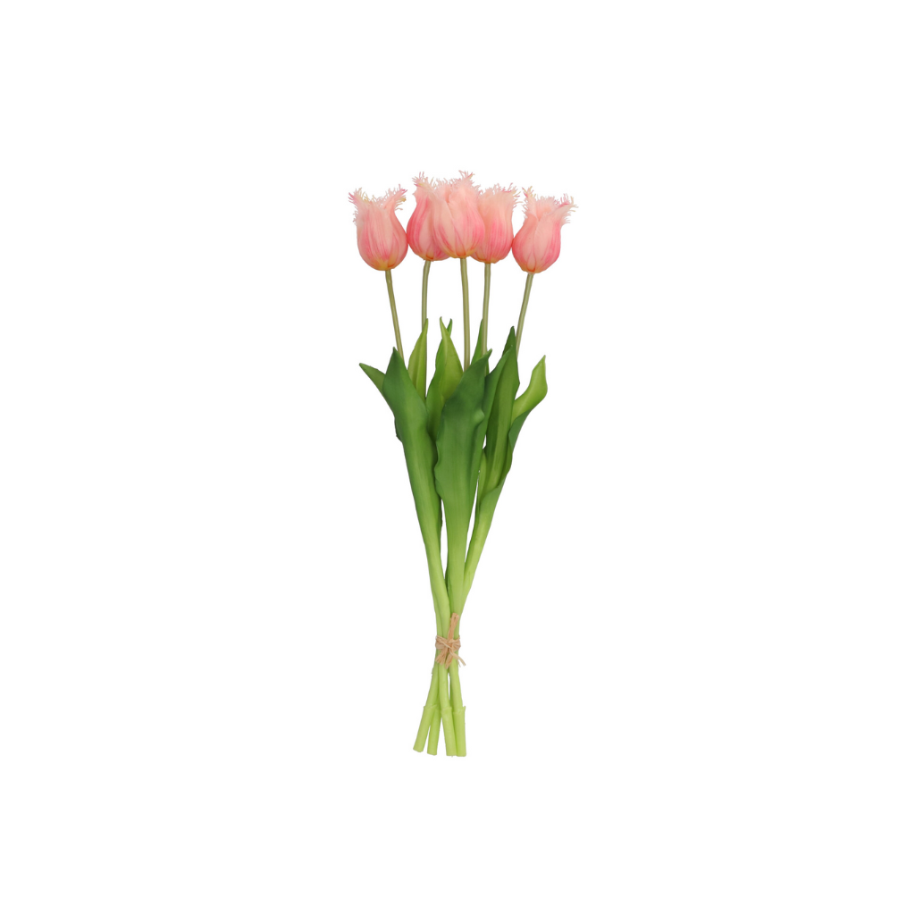 Kunstbloem Zijde Tulp Roze 46cm 5 stuks