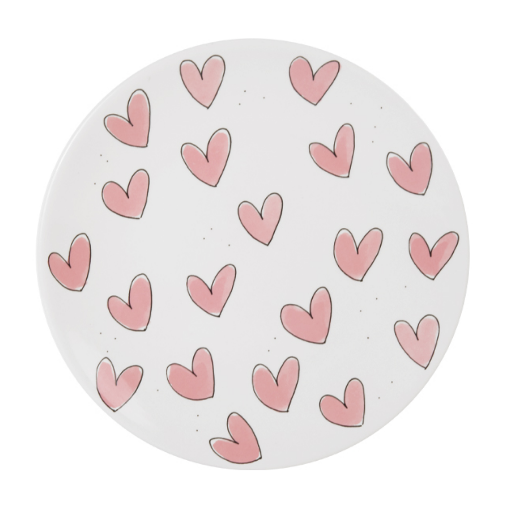 Blond Amsterdam Bord Even Bijkletsen Pink Hearts 22 cm