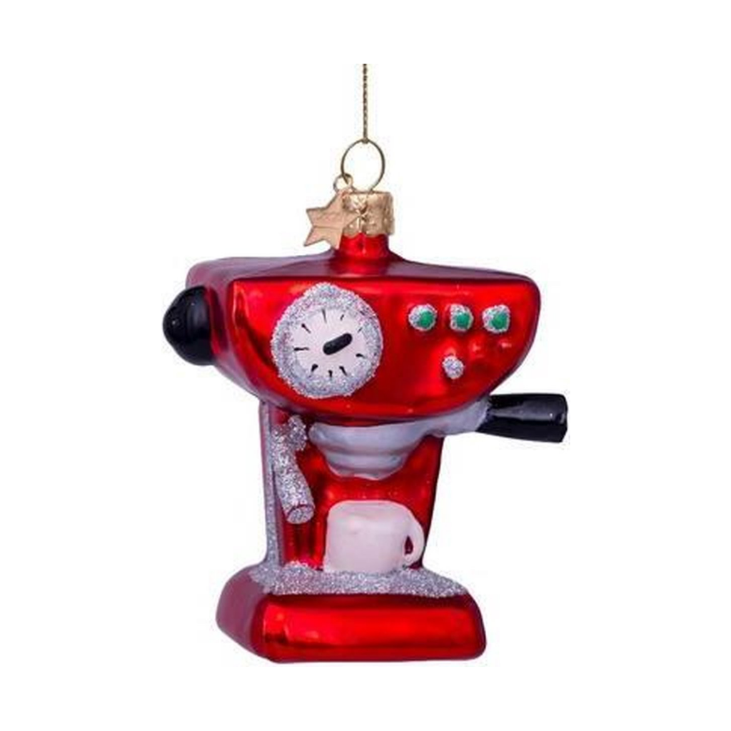 Vondels Kersthanger rood koffie apparaat 9 cm