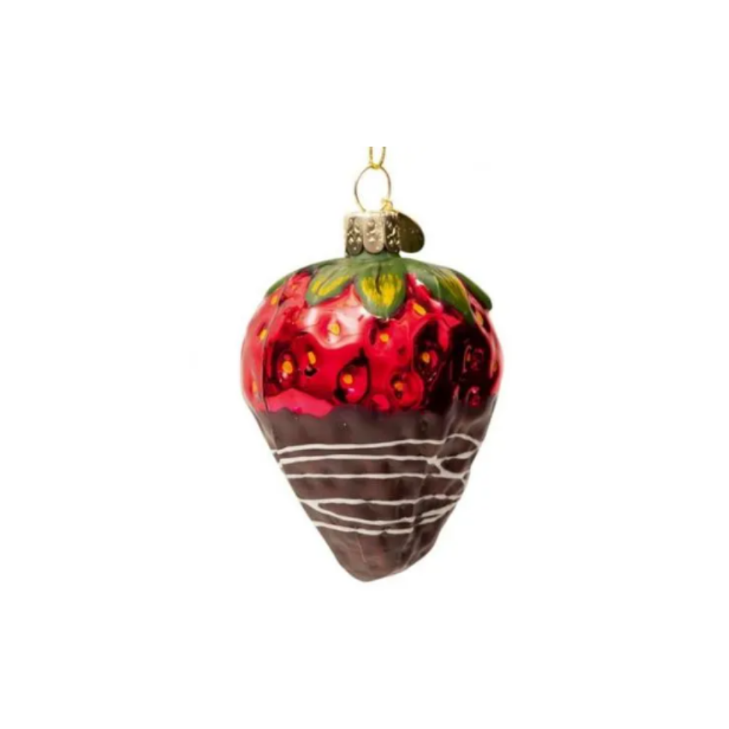 Vondels Kersthanger Aardbei met choco dip 8 cm