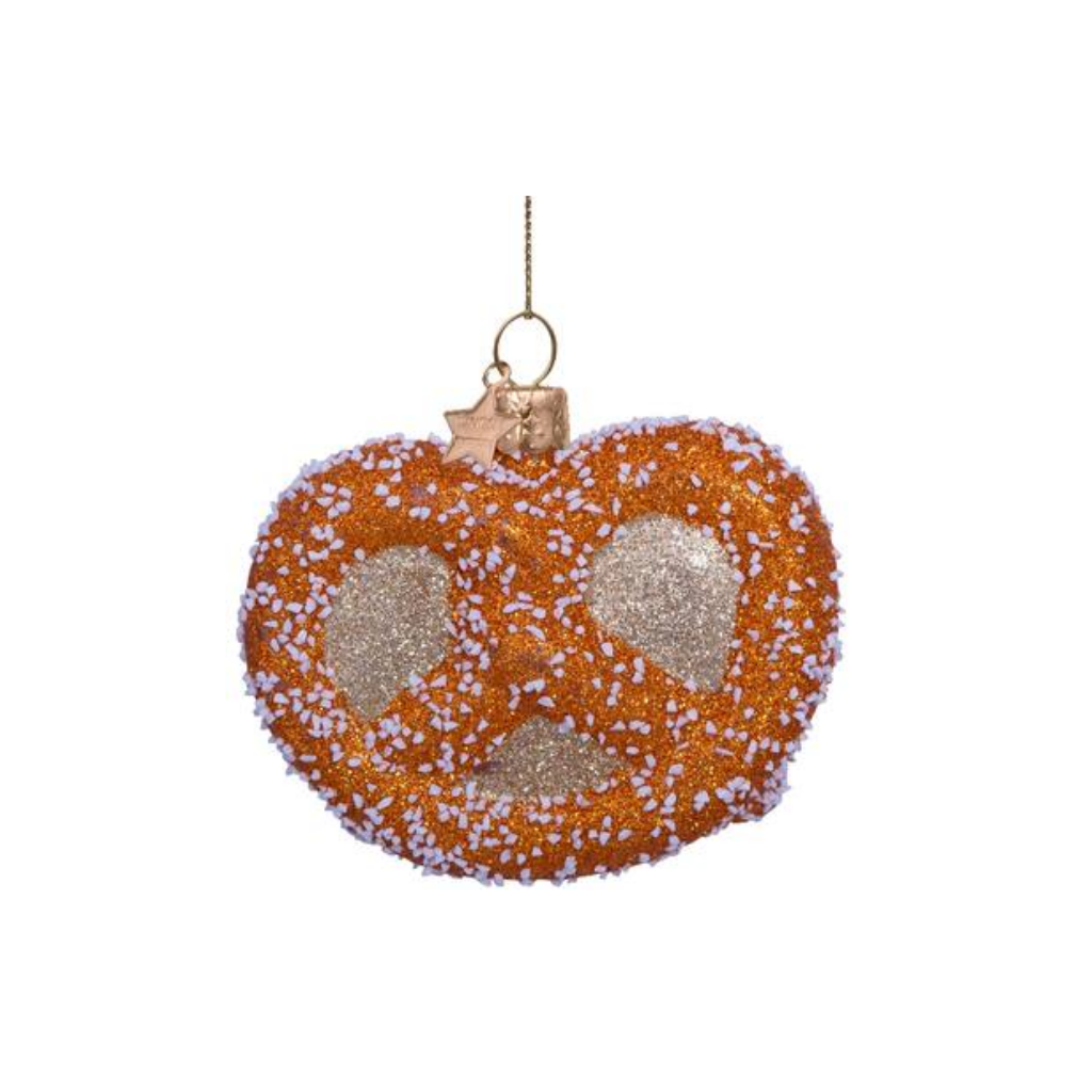 Vondels Kersthanger goudkleurige pretzel 6 cm
