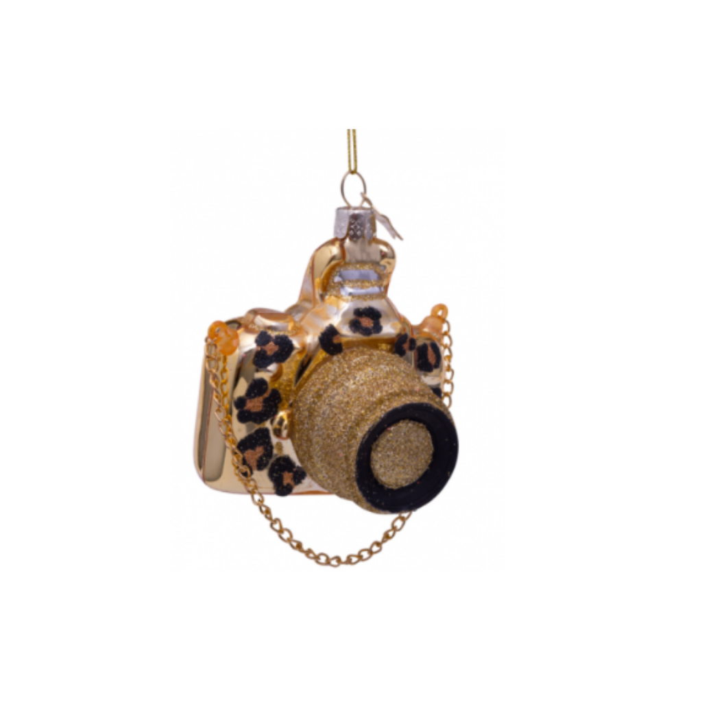 Vondels Kersthanger Camera Goud met Panter Print