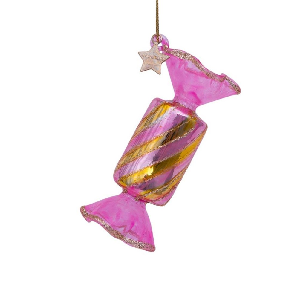 Vondels Kersthanger roze snoepje 7 cm