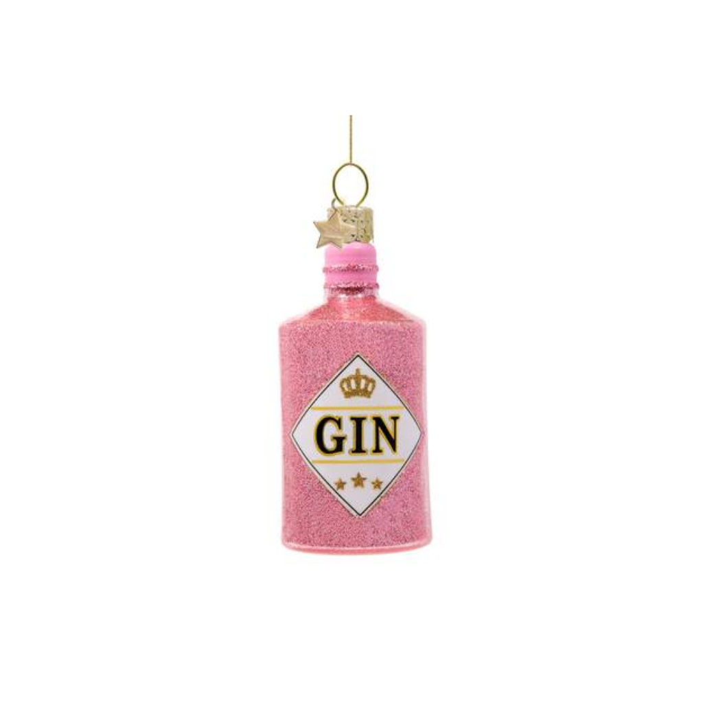 Vondels Kersthanger roze gin fles 10 cm
