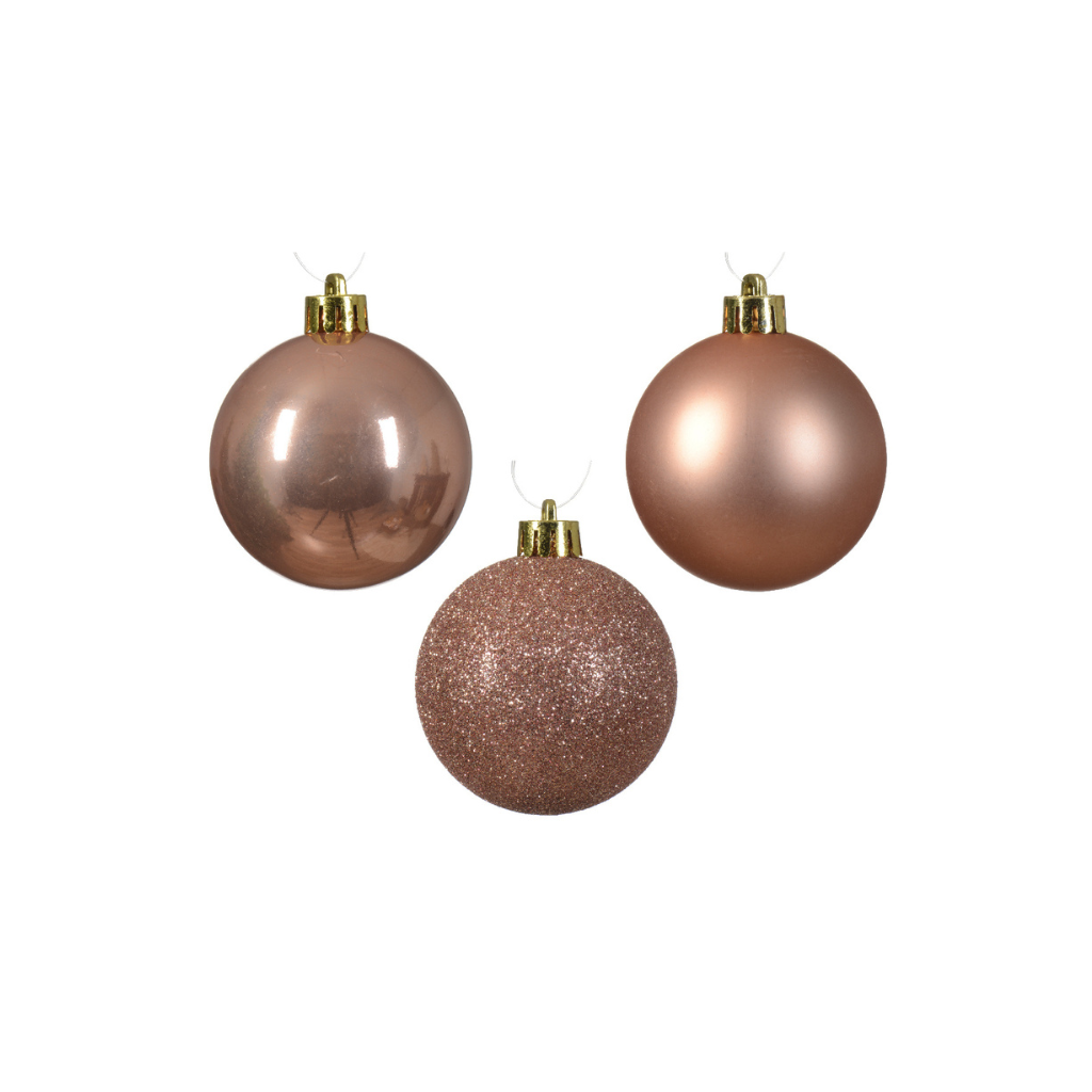 Kerstballen onbreekbaar tube 100 stuks sparkling rose