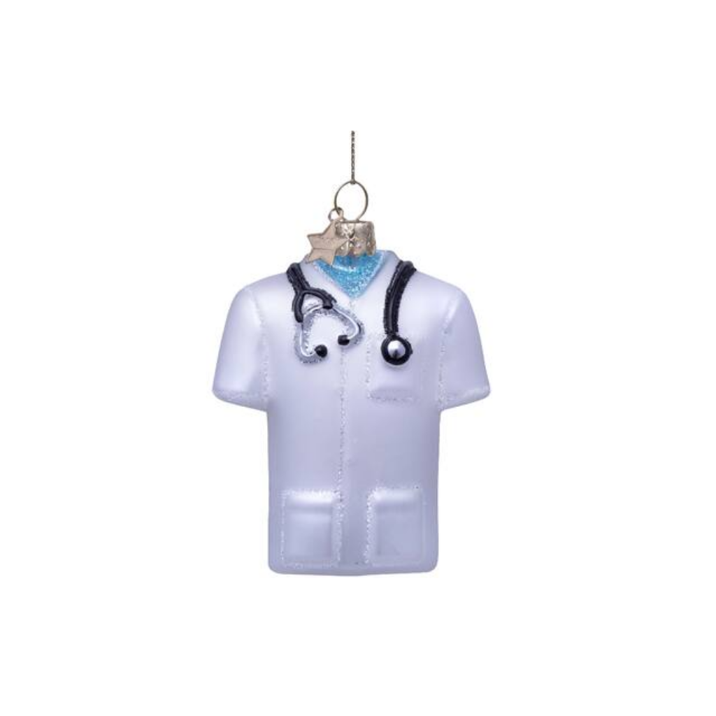 Vondels Kersthanger wit mat doktershemd 8 cm