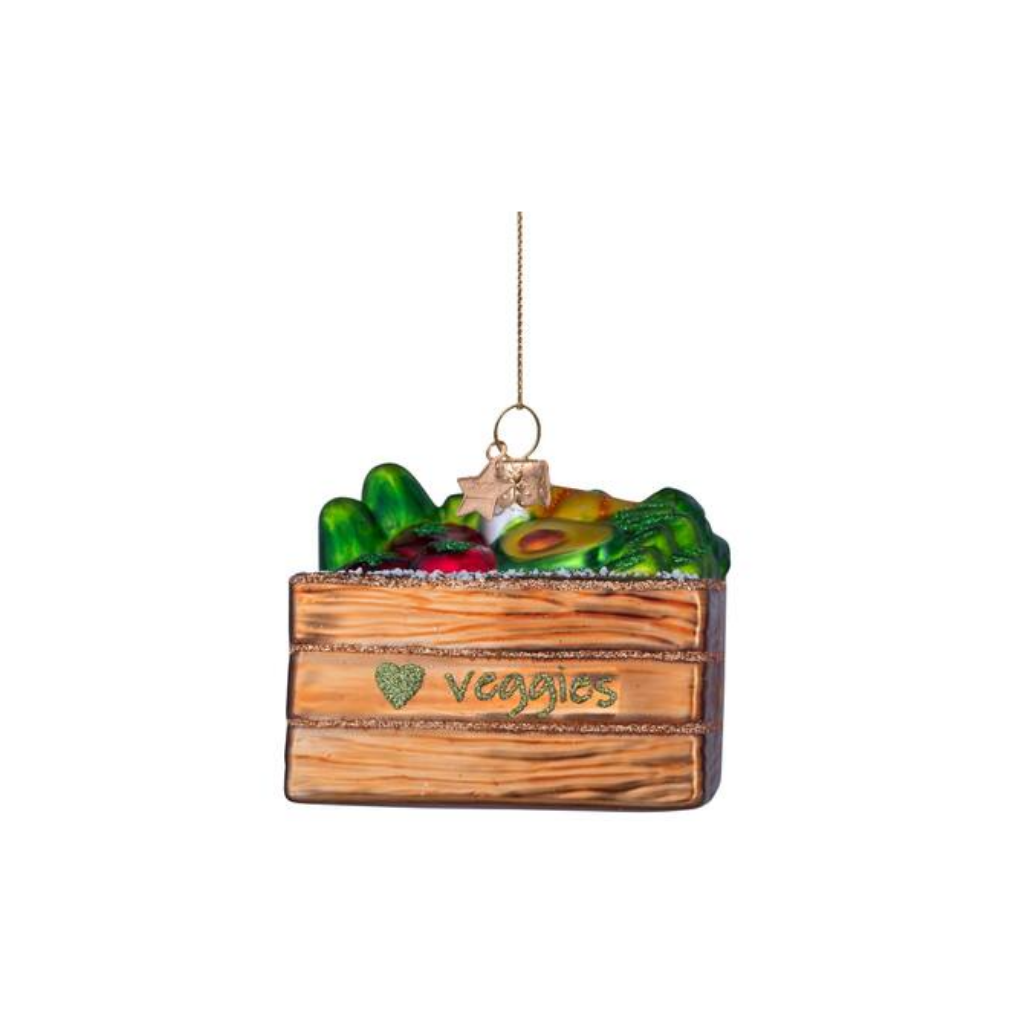 Vondels Kersthanger multi colour groentedoos 6.5 cm