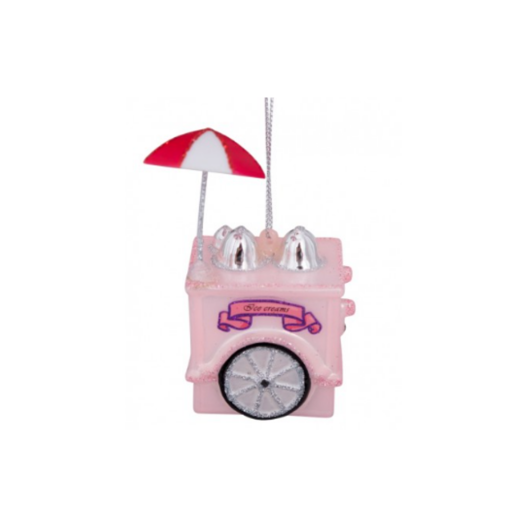 Vondels Kersthanger ijscowagen roze 8.5 cm