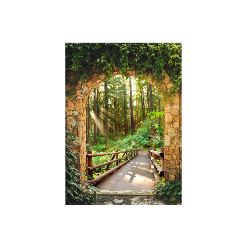 Tuinposter XL Doorkijk Brug Bos 117 x 163 cm
