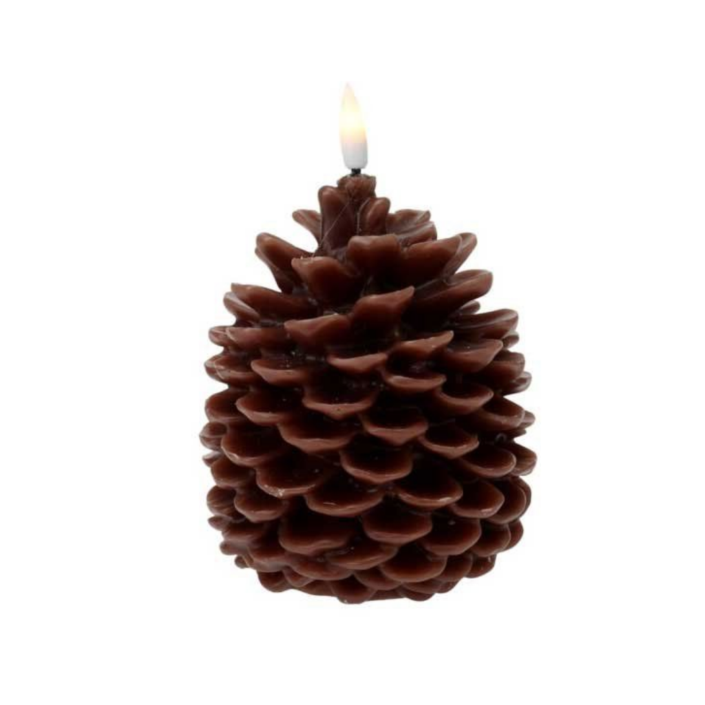 LED-kaars Dennenappel bruin 13 cm