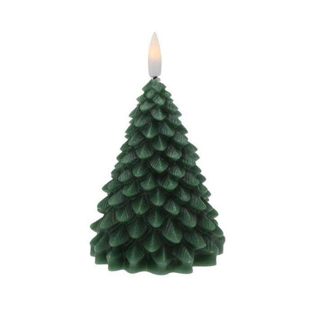 LED-kaars Kerstboom donker groen 11 cm