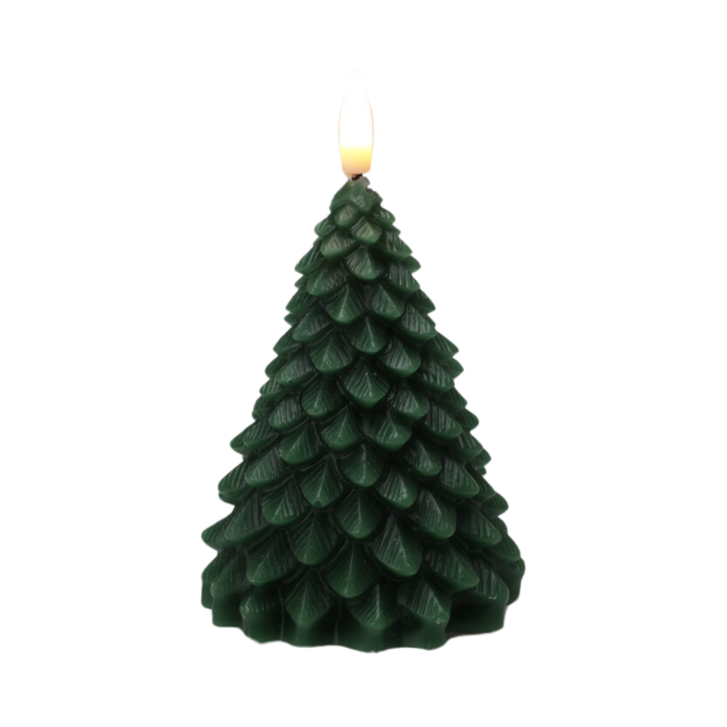 LED-kaars Kerstboom donker groen 19 cm