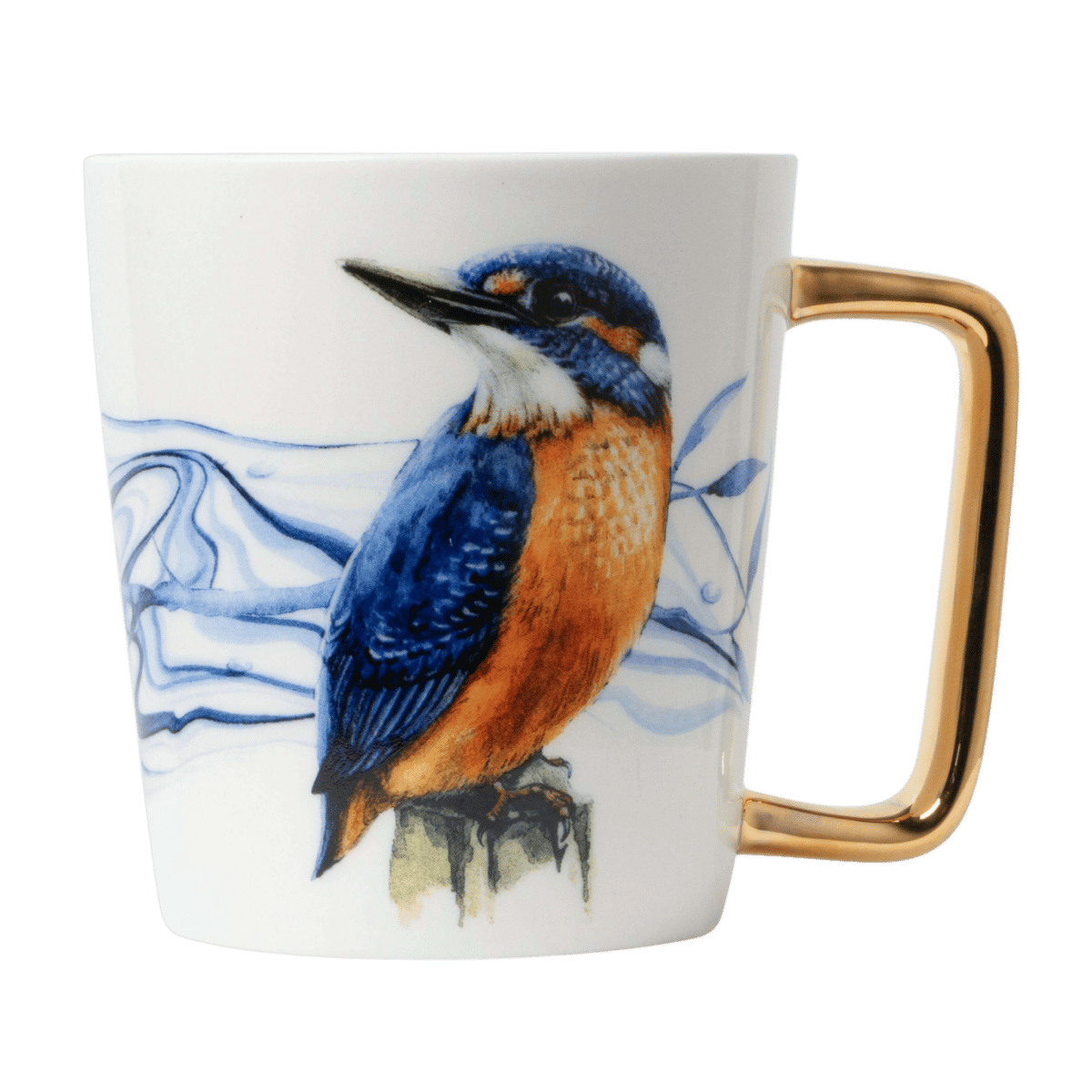 Heinen Delfts Blauw Mok Ijsvogel Goud