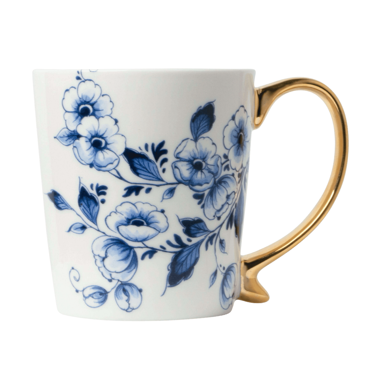 Heinen Delfts Blauw Mok Bloemen Goud