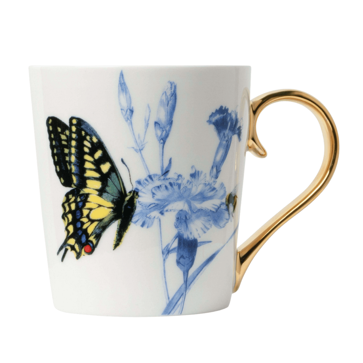 Heinen Delfts Blauw Mok Koninginnepage Goud