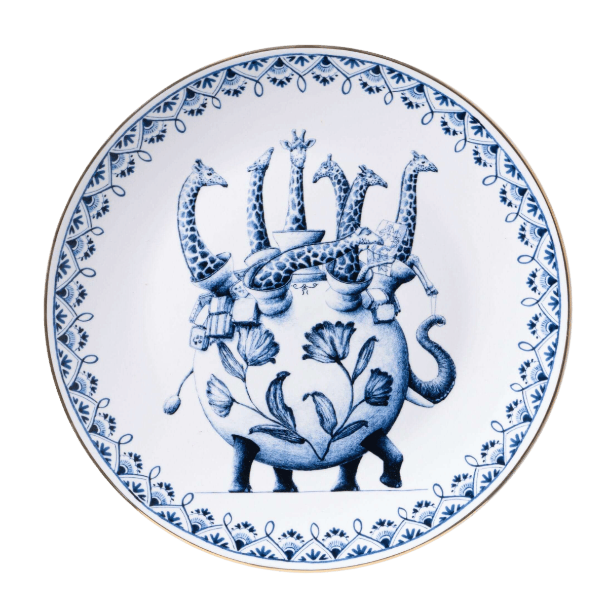 Heinen Delfts Blauw Wandbord Redmer Hoekstra Giraffe