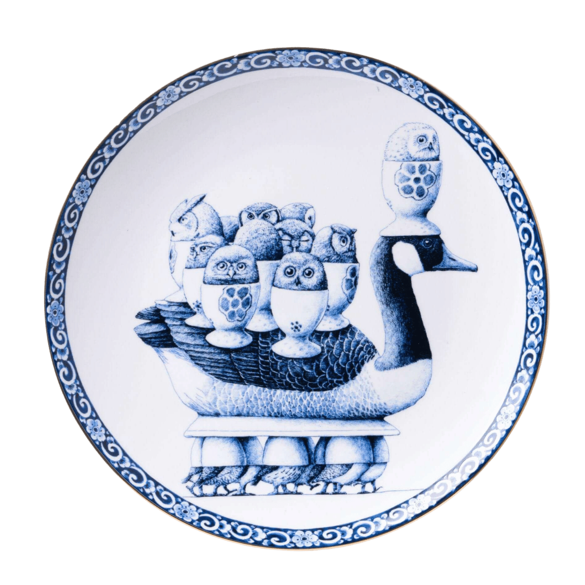 Heinen Delfts Blauw Wandbord Redmer Hoekstra Eend