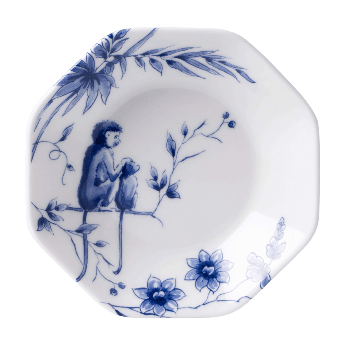 Heinen Delfts Blauw Theezakhouder Aapjes