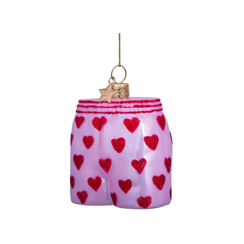 Vondels Kersthanger boxershort roze 7.5 cm