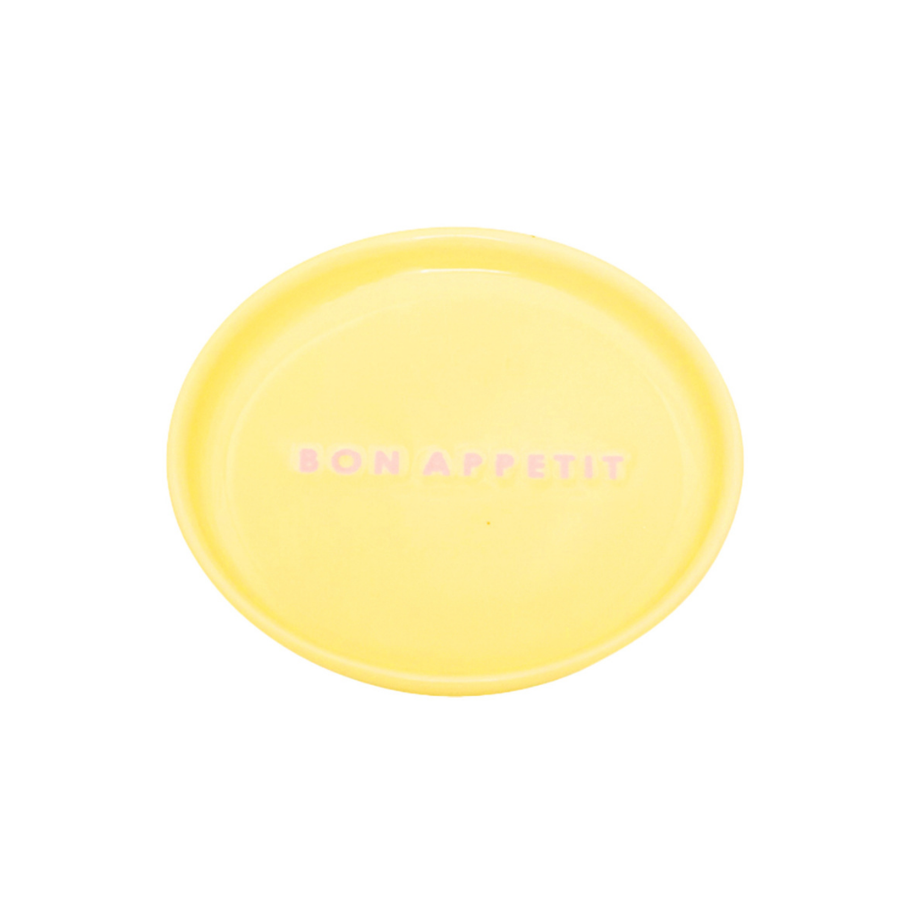 Vondels Ceramic Petit Four Plate Bon Appetit Lemon Yellow Ø8.5cm