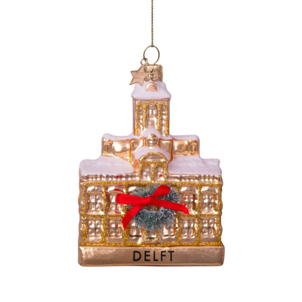 Vondels Kersthanger stadhuis Delft goud 10 cm