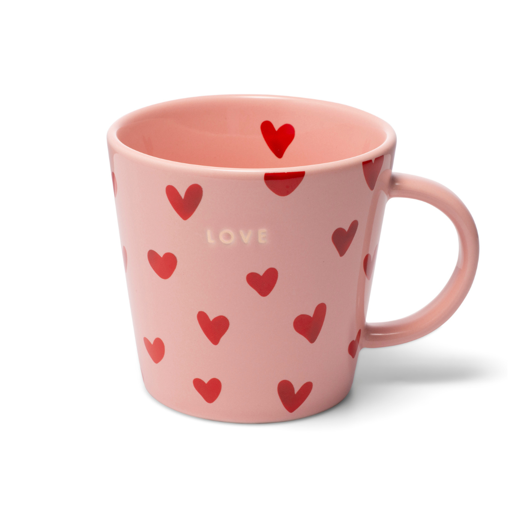 Vondels Ceramic Tea Cup Hearts Love pink 350ml