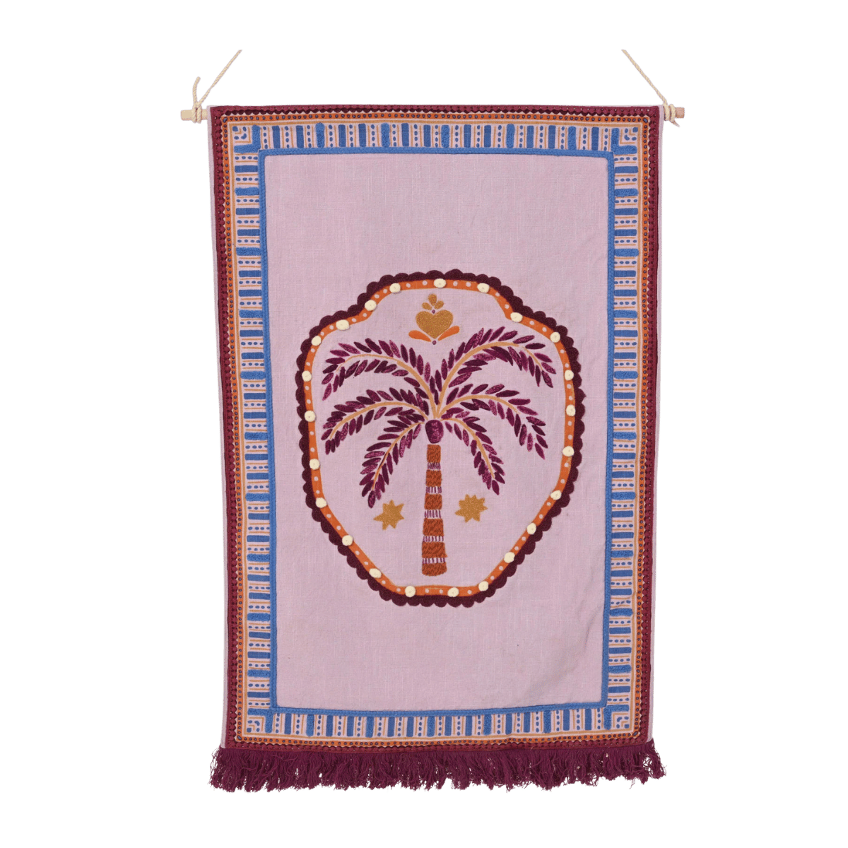 Decoris Wanddecoratie Kleed Palmboom Paars 90 x 60 cm