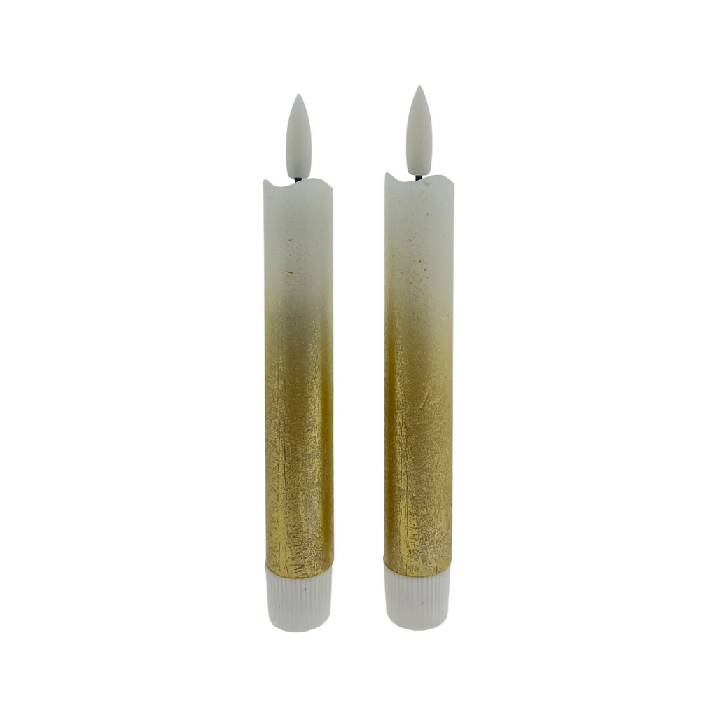 Home Society LED dinerkaars goud-wit 16.5 cm 2 stuks