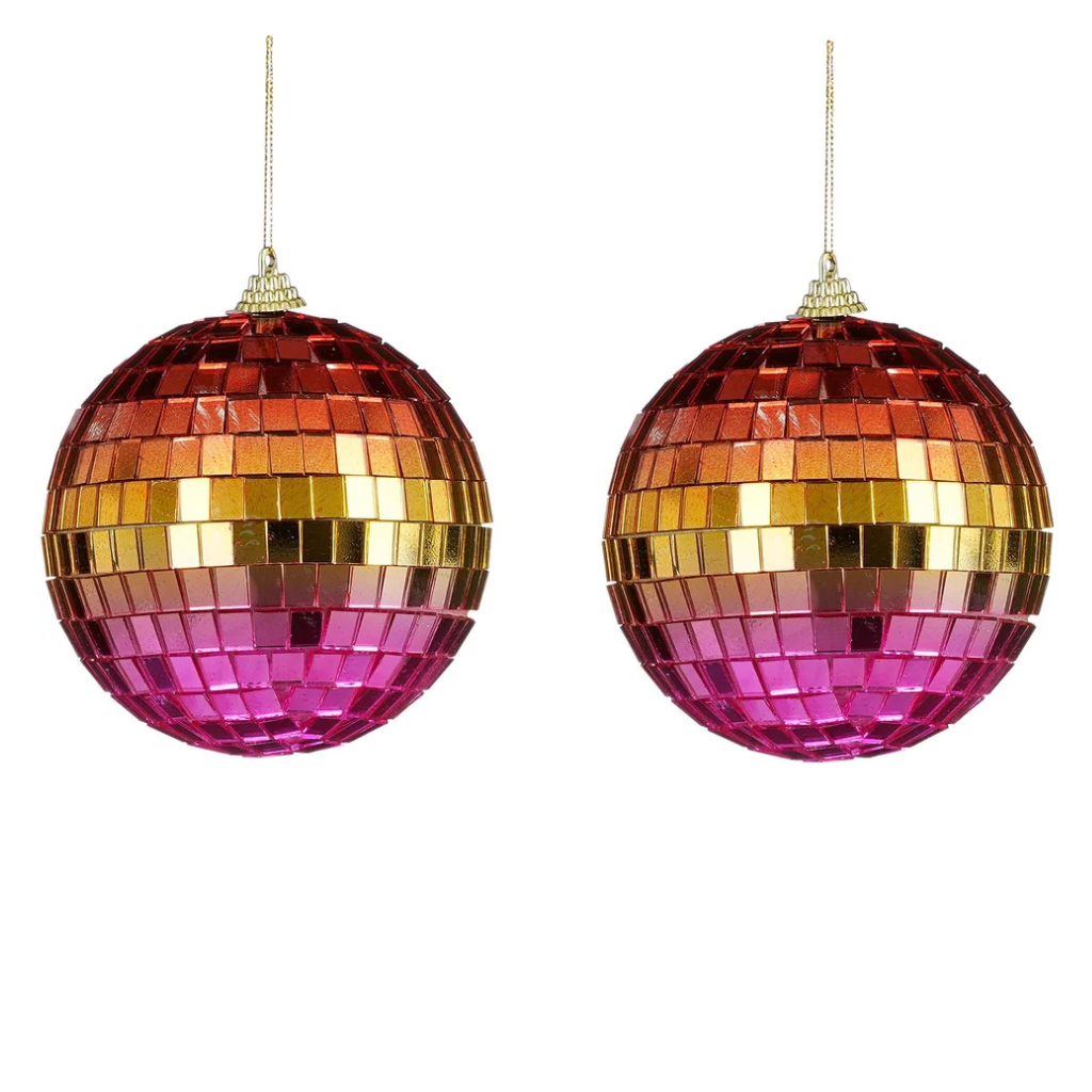 House of Seasons kerstbal Disco regenboog 2 stuks 10 cm