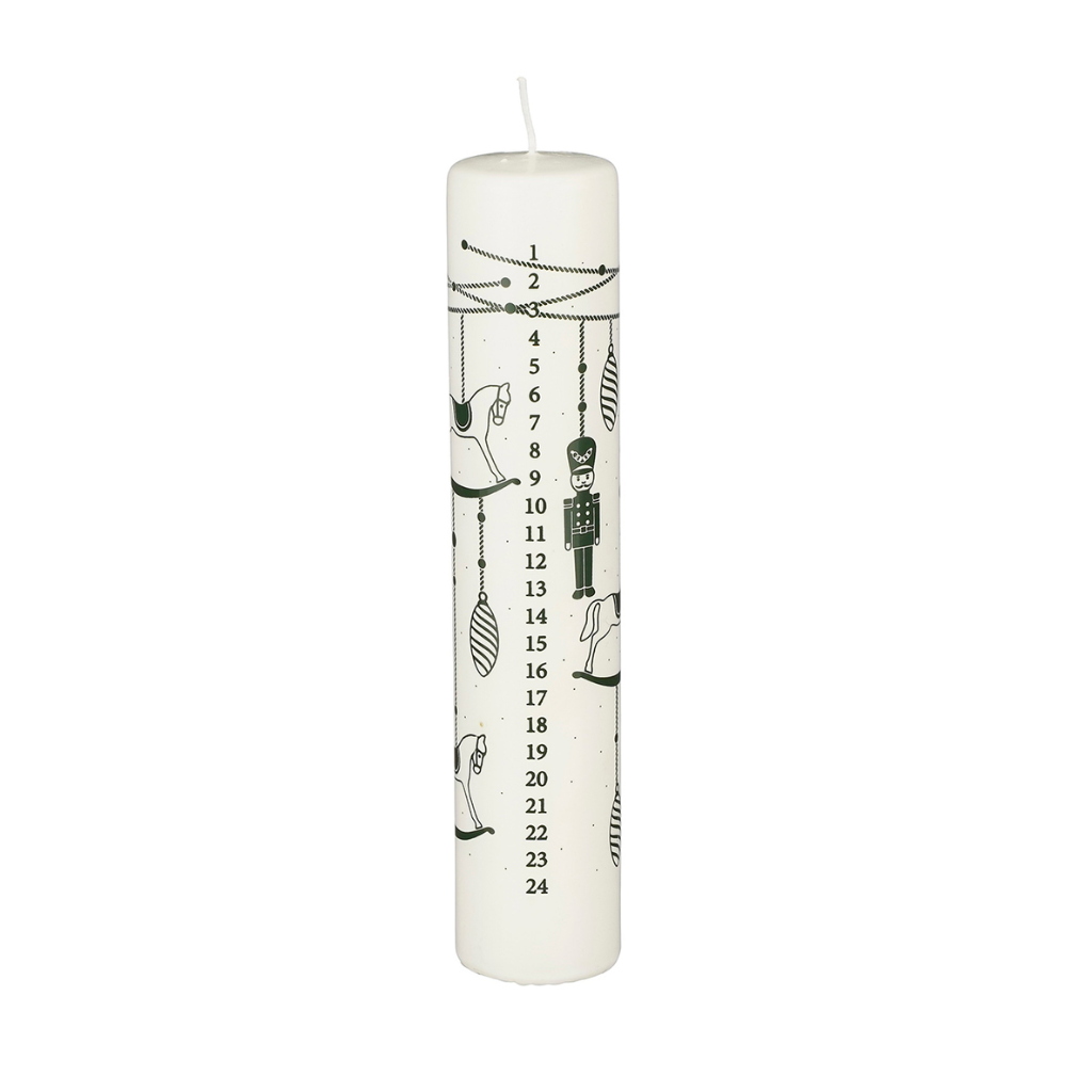 Advent pilaarkaars wit 25 x 5 cm