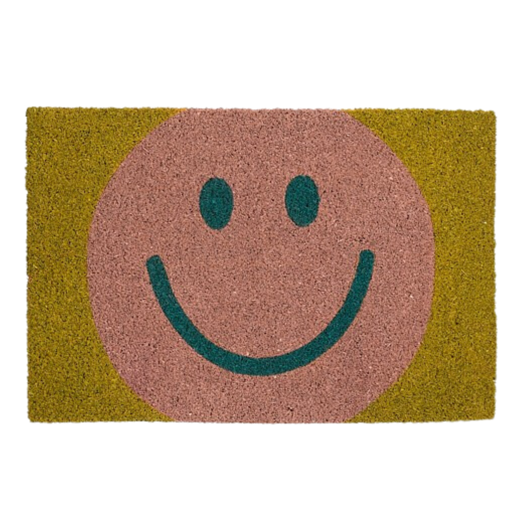 Mica Decorations deurmat smiley groen 60 x 40 cm