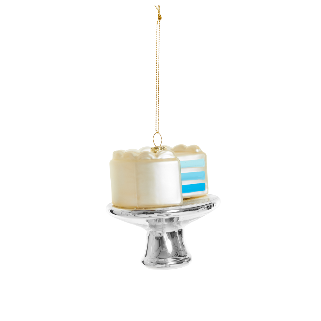 Gender reveal taart blauw kerstornament Yup in de boom