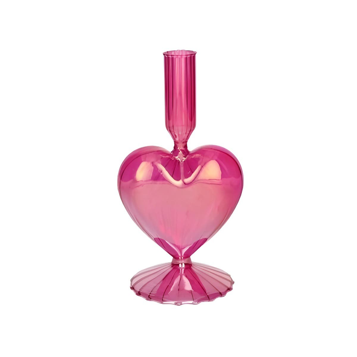 Kandelaar glas Lovely fuchsia 10 x 19.5 cm
