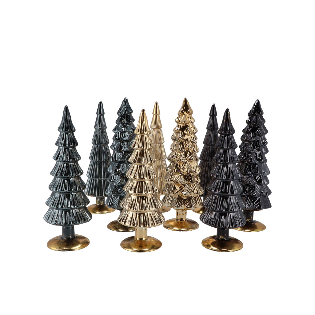 Twinkle Black Glass Tree Metallic Ass 9x25cm