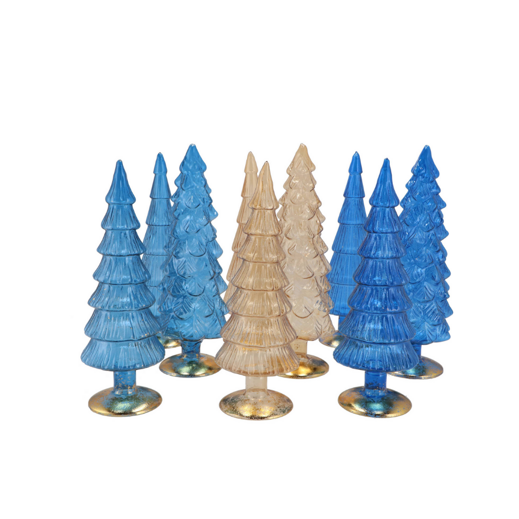 Twinkle Blue Glass Tree Ass 9x25cm