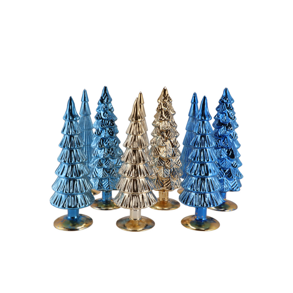 Twinkle Blue Glass Tree Metallic Ass 9x30cm