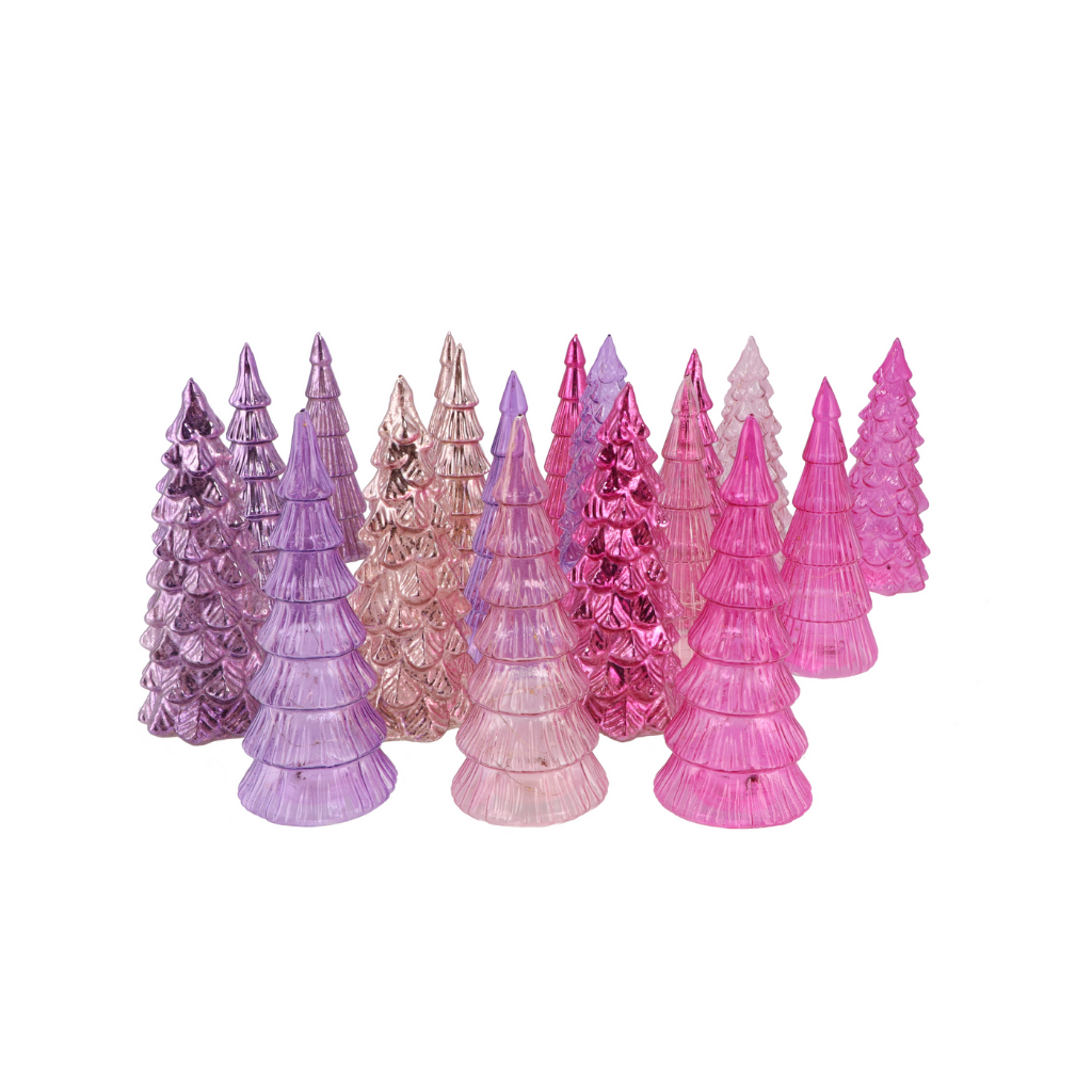 Twinkle Pretty Pink Glass Tree Metallic Lights Ass 9x20cm