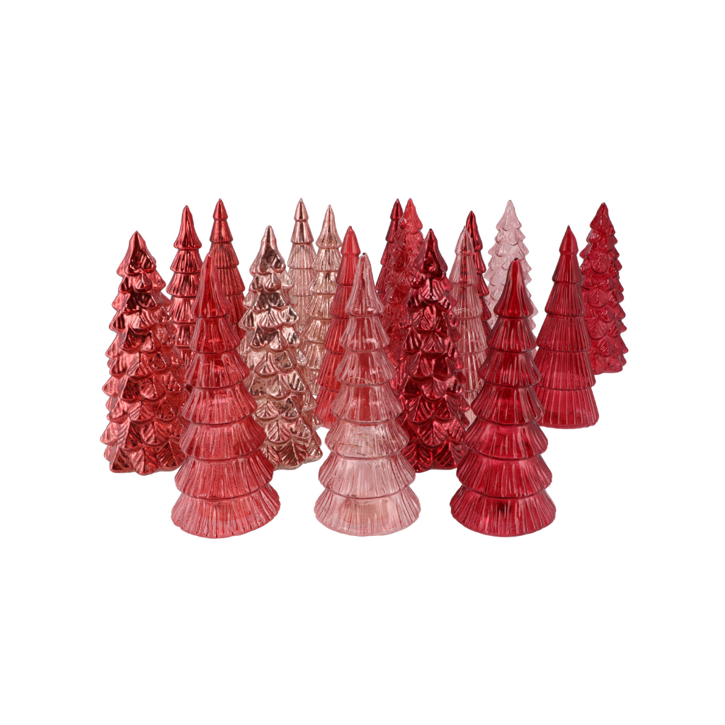 Twinkle Red Glass Tree Metallic Lights Ass 9x20cm