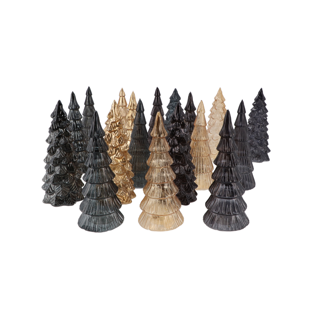 Twinkle Black Glass Tree Metallic Lights Ass 9x20cm